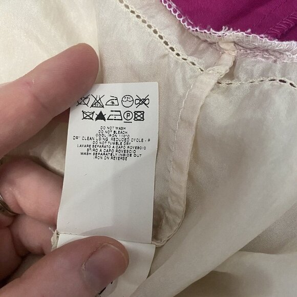 See By Chloe Silk Blend Blouse Scalloped Hem Size 6 Color Block - Picture 8 of 8